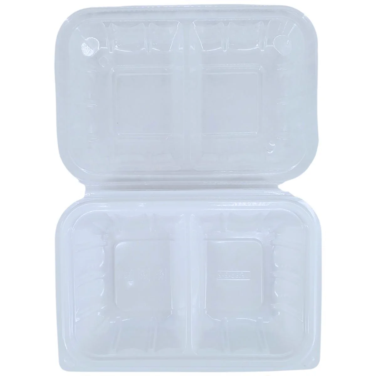 Value+ - YR962W-V - PP Hinged Cont. - 8.9x6.3x2.6"-2Compt. - White w/Clear Lid - Image 6