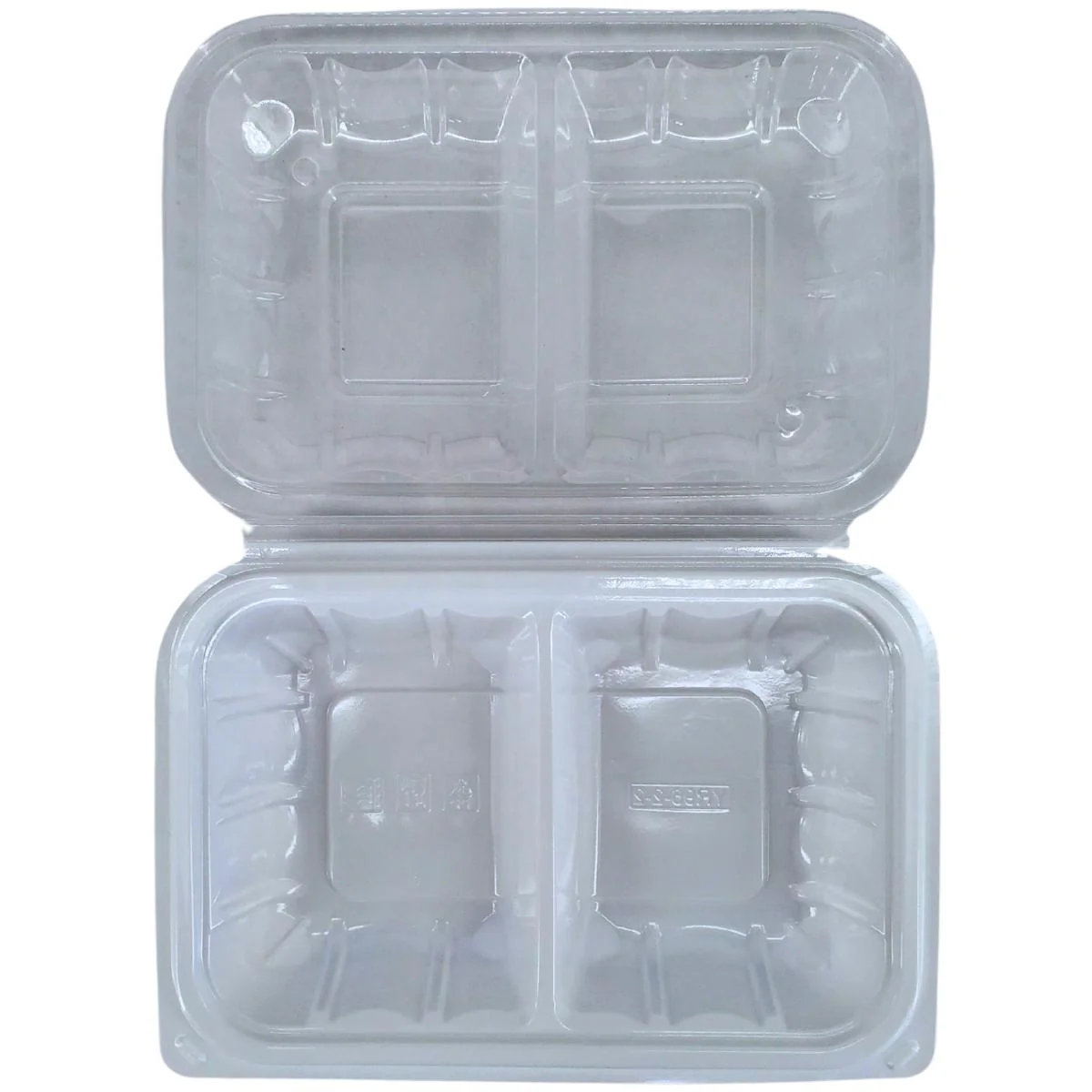 Value+ - YR962W-V - PP Hinged Cont. - 8.9x6.3x2.6"-2Compt. - White w/Clear Lid - Image 7
