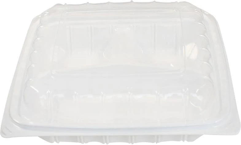 Value+ - YR993W-V - PP Hinged Cont. - 9.3x9x3"- 3 Comt.- White w/Clear Lid - Image 2