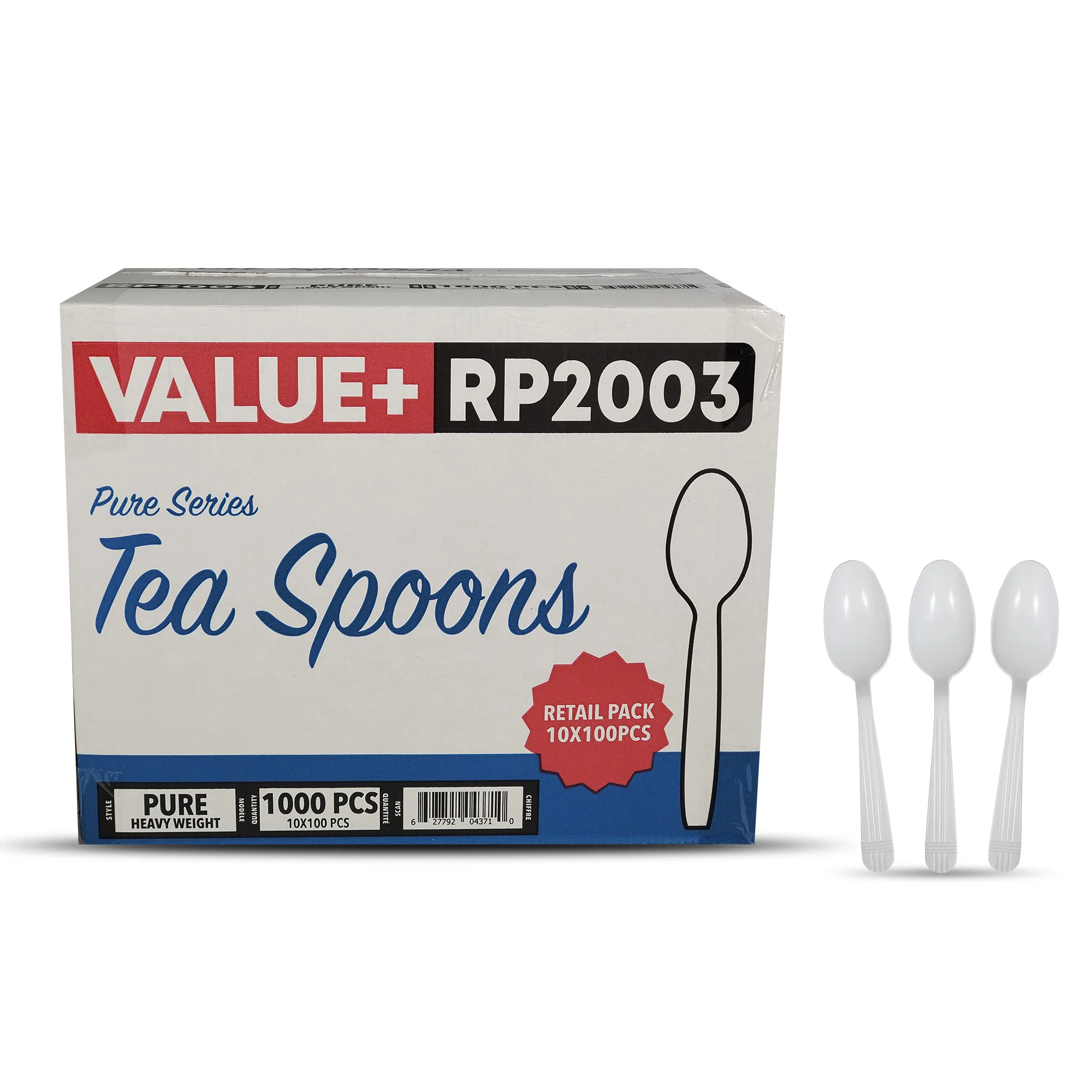 Value+ - Heavy - Plastic Tea Spoons - White - Retail Pack - RP2003 - Image 3