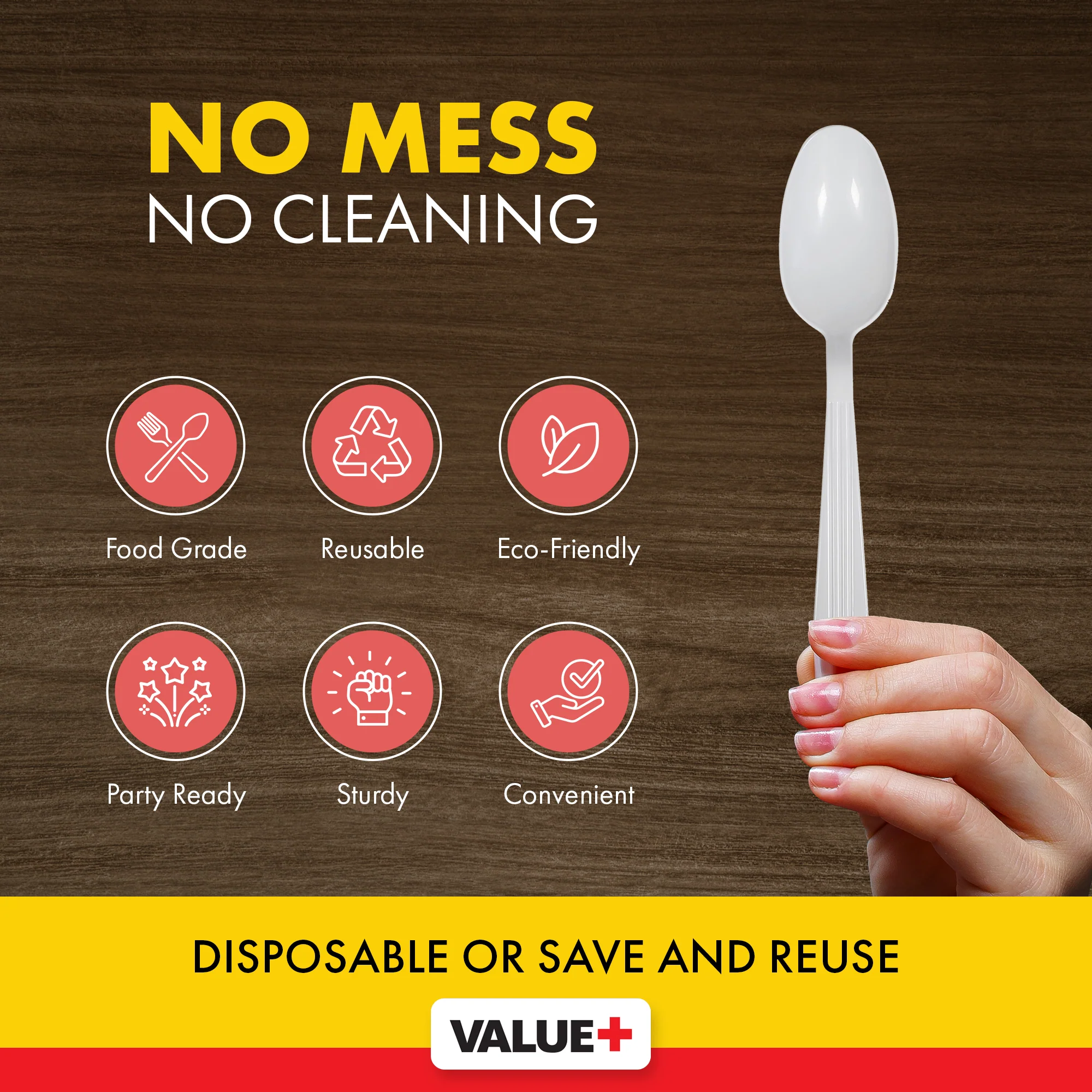 Value+ - Heavy - Plastic Tea Spoons - White - Retail Pack - RP2003 - Image 8