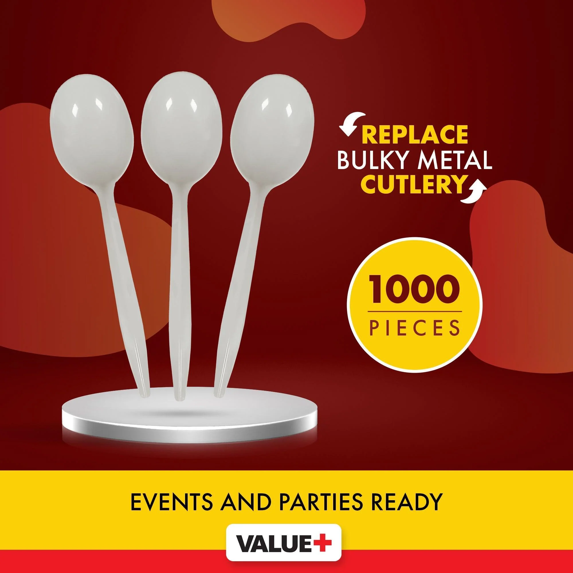 Value+ - Plastic Soup Spoons - White - Bulk - B1004 - Image 3