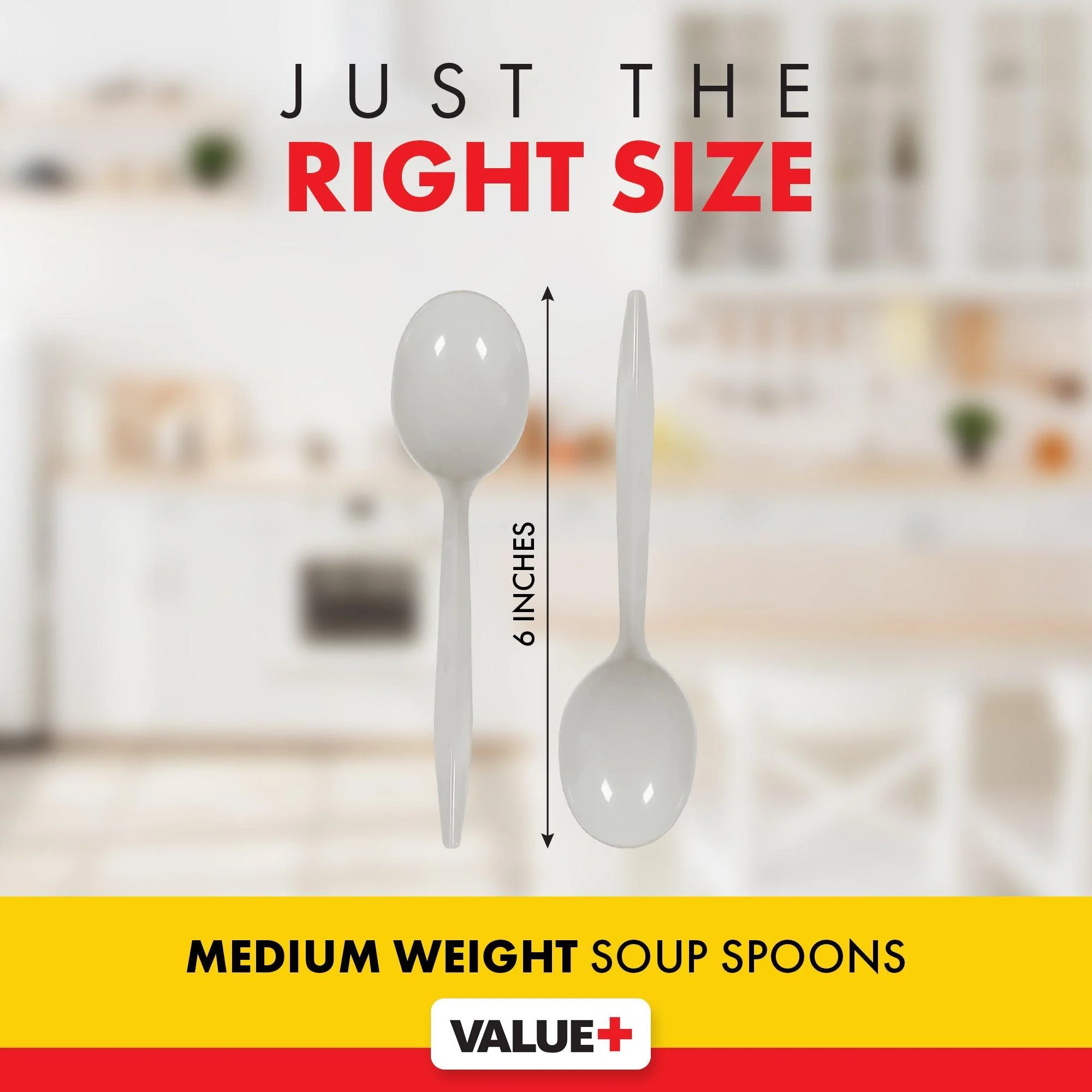 Value+ - Plastic Soup Spoons - White - Bulk - B1004 - Image 4