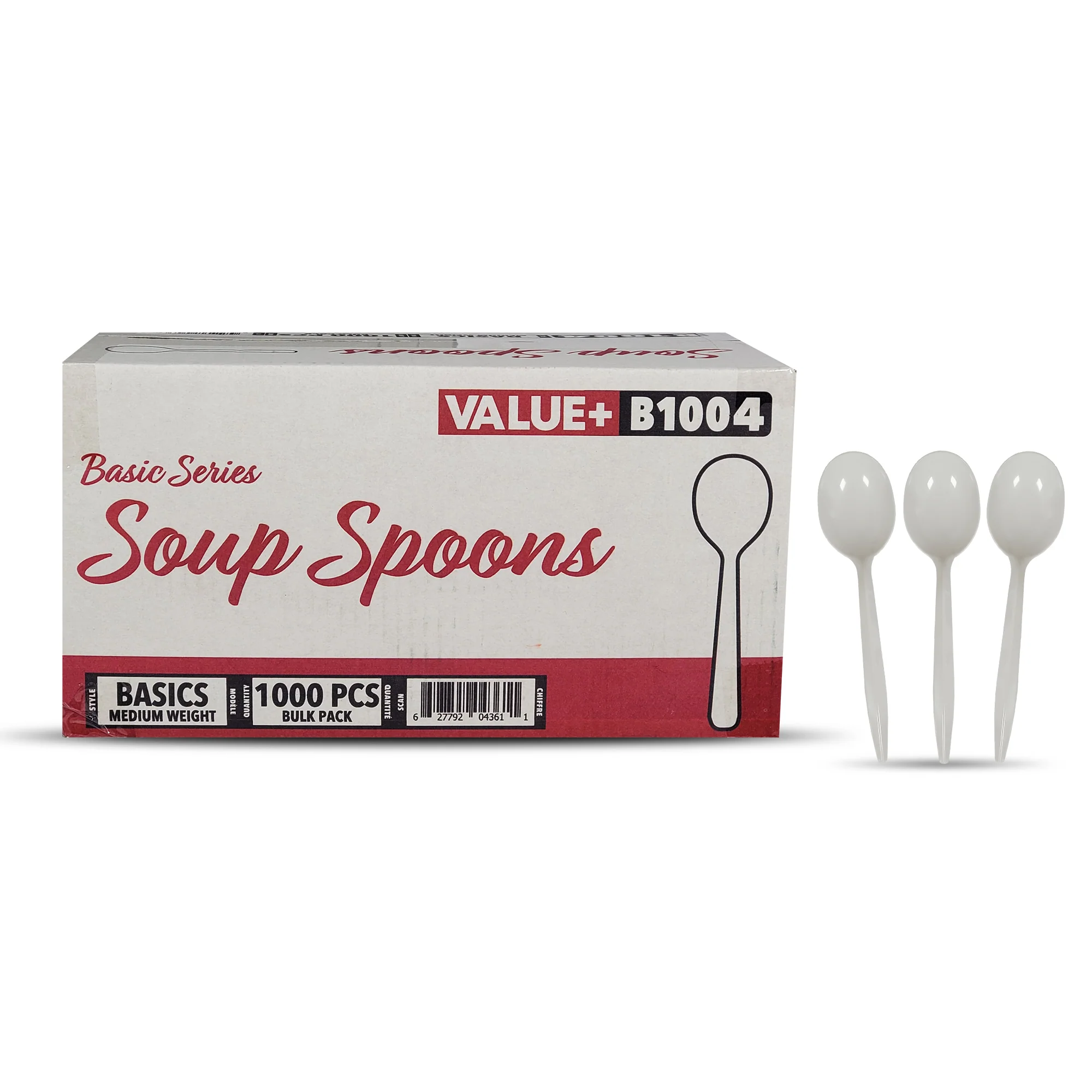 Value+ - Plastic Soup Spoons - White - Bulk - B1004 - Image 9