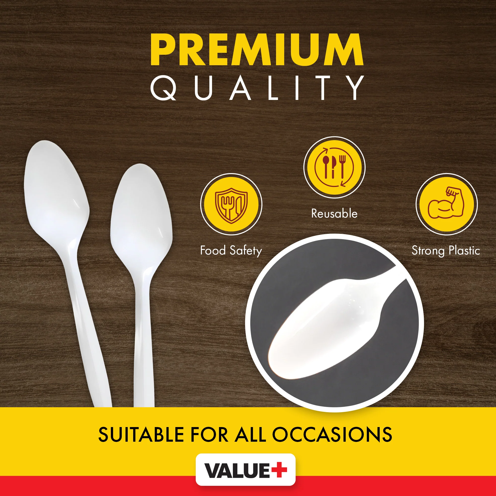 Value+ - Tea Spoon - White - Bulk - B1003 - Image 5