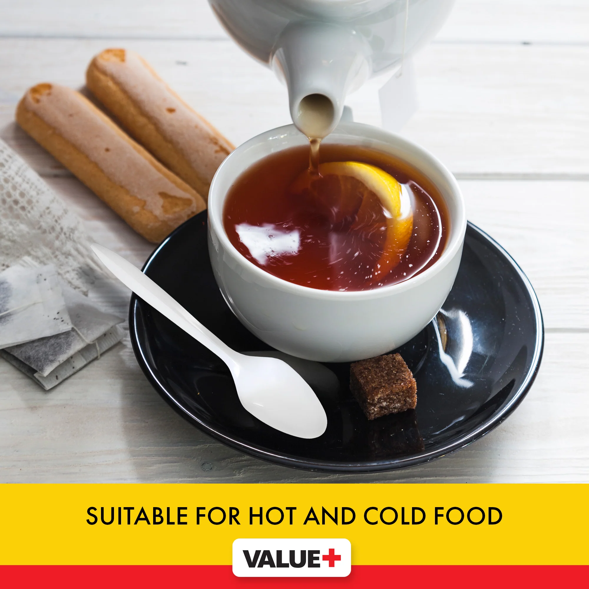 Value+ - Tea Spoon - White - Bulk - B1003 - Image 9