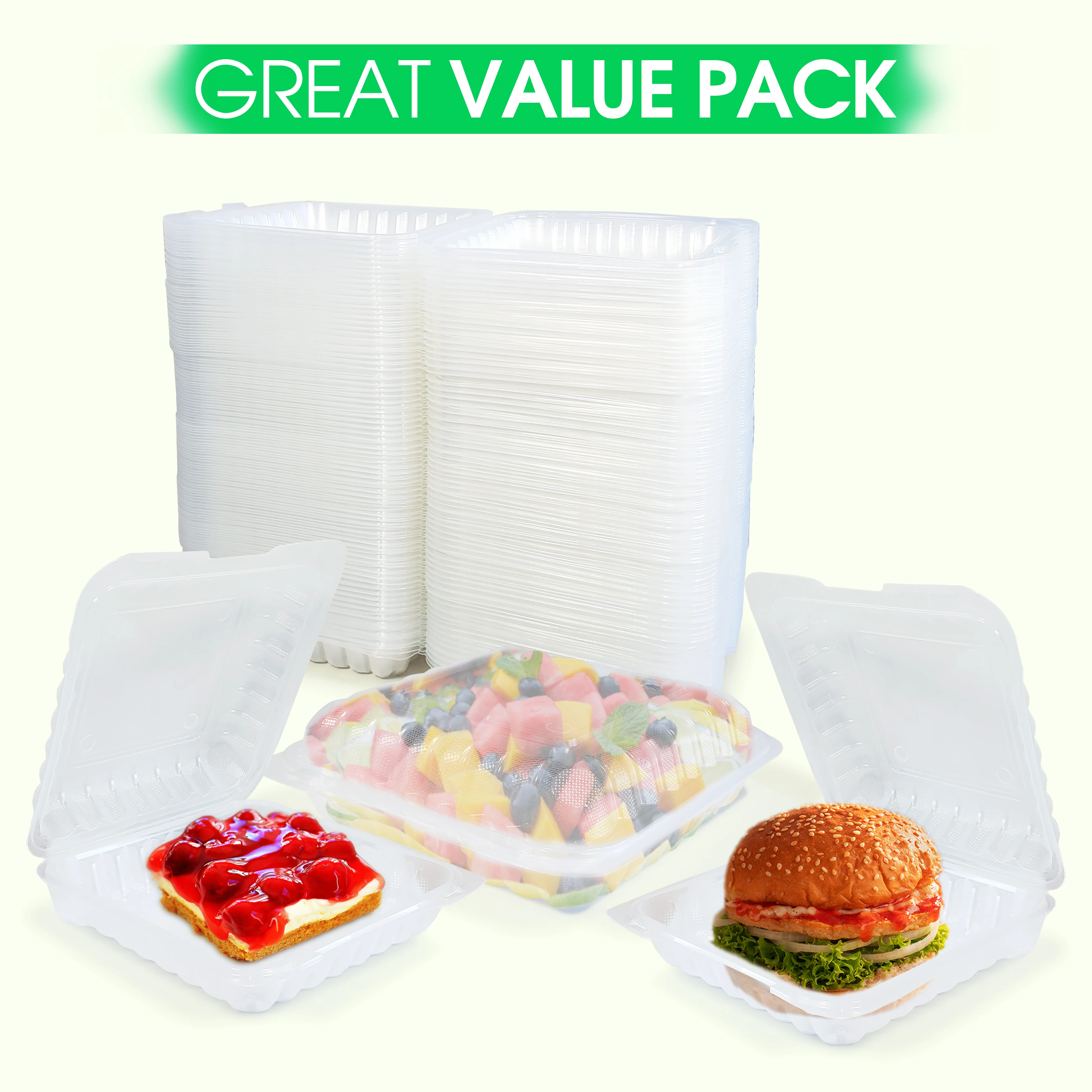 Value+ - PP - Premium Food Container - 8x8x3" - 1 Compt. - Clear - Image 7