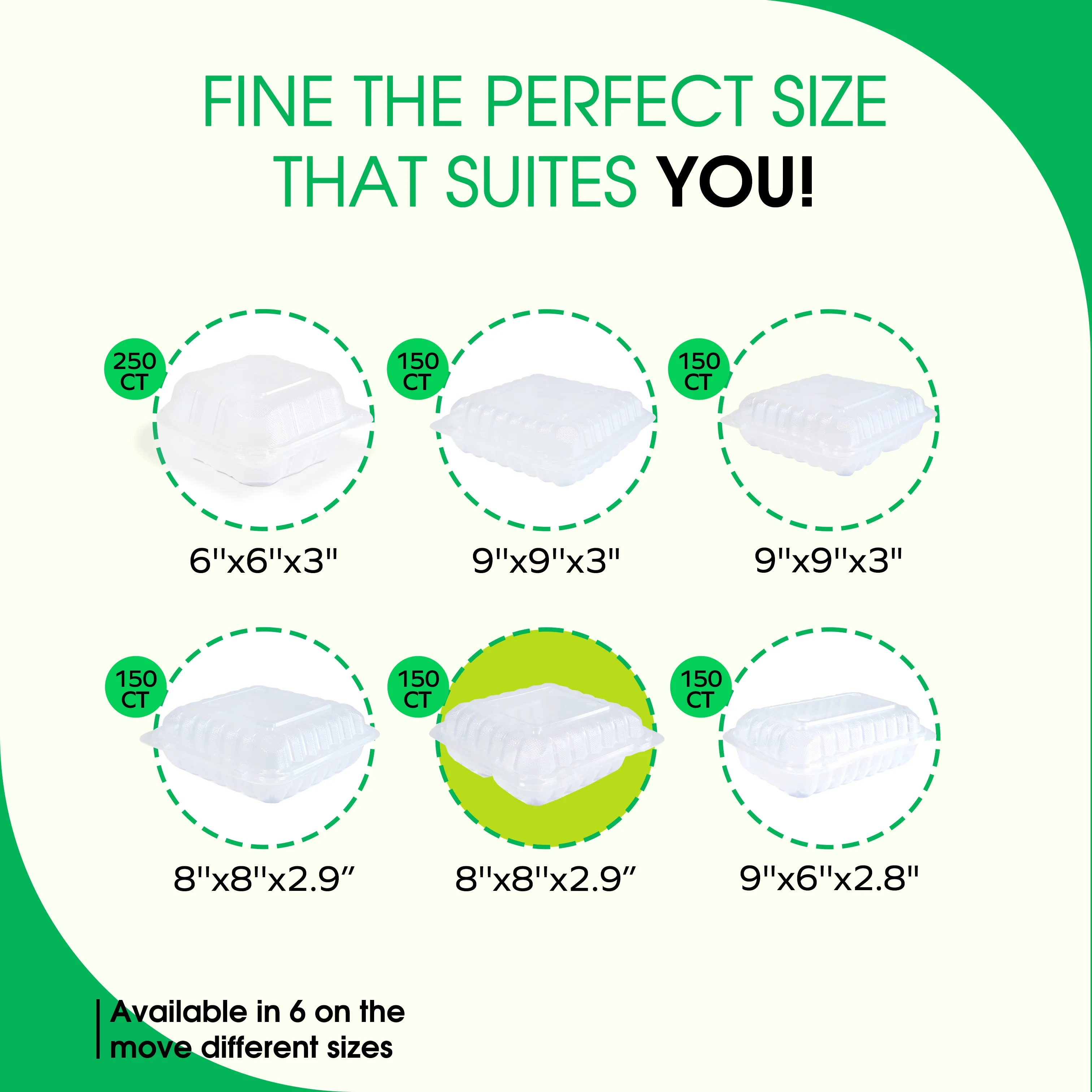Value+ - PP-883C-VH Premium Food Container 8x8x2.9"  3 Compt. Clear - Image 3