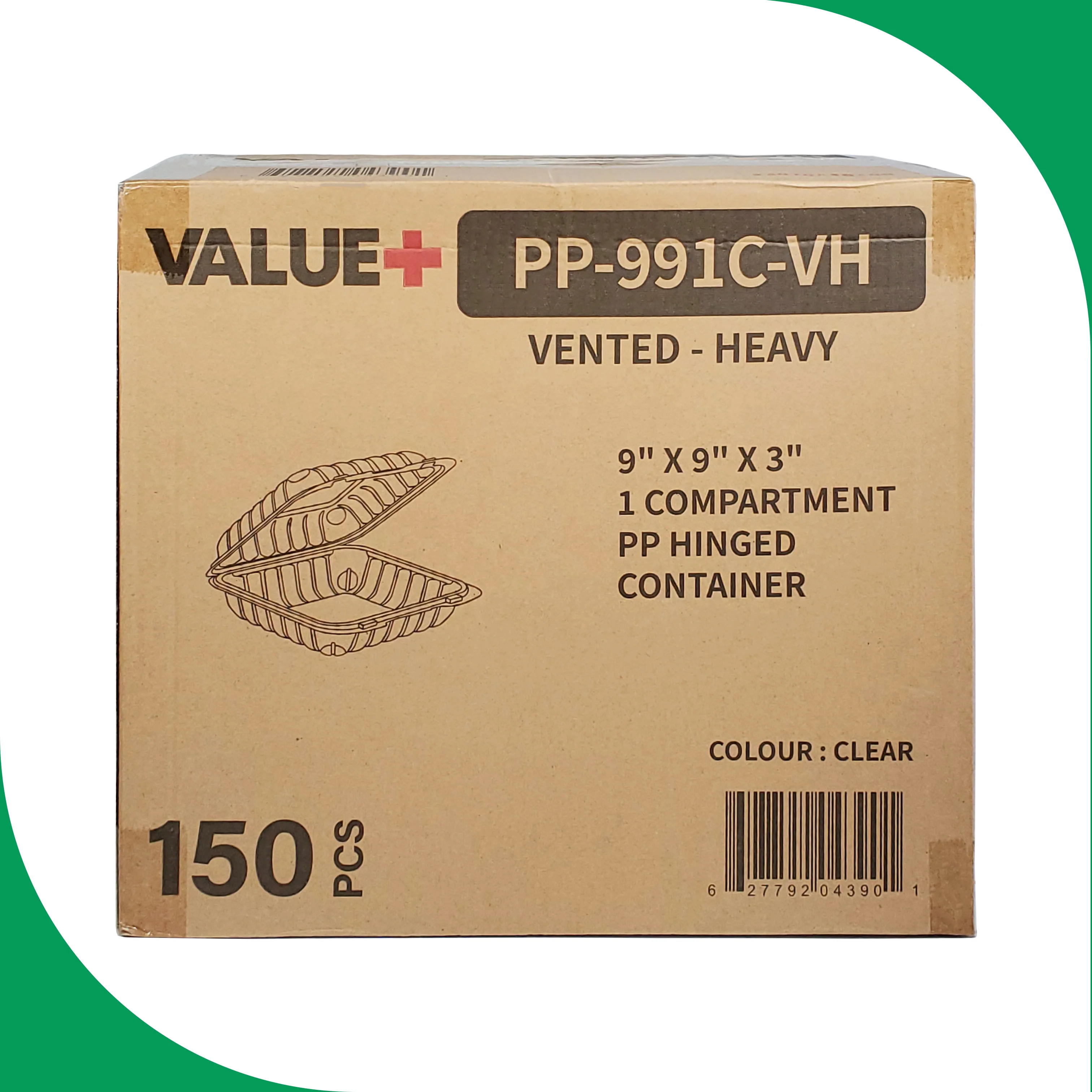 Value+ - PP-991C-VH - PP Hinged Cont. - 9x9x3" - Clear - Image 7