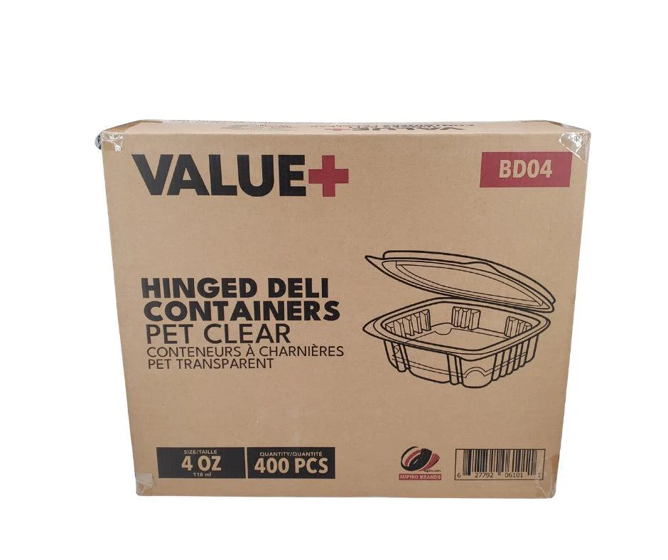 Value+ - 4oz Clear Hinged Deli Container - PET - BD04 - Image 3