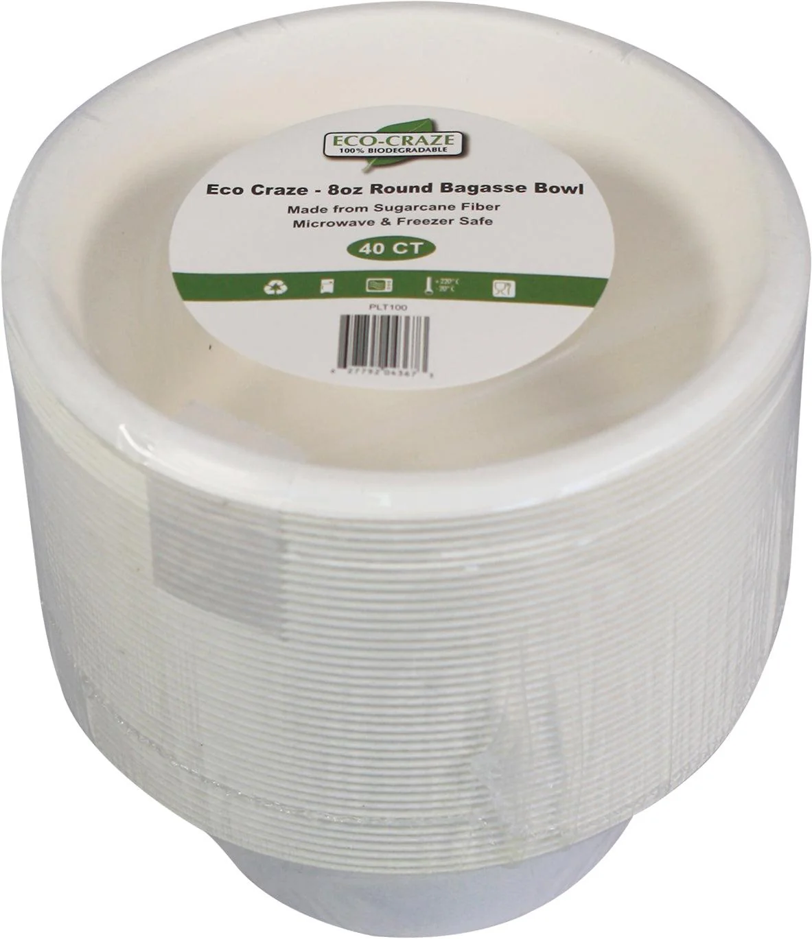 Eco-Craze - 8oz Round Bagasse Bowl - Retail Pack - Image 2