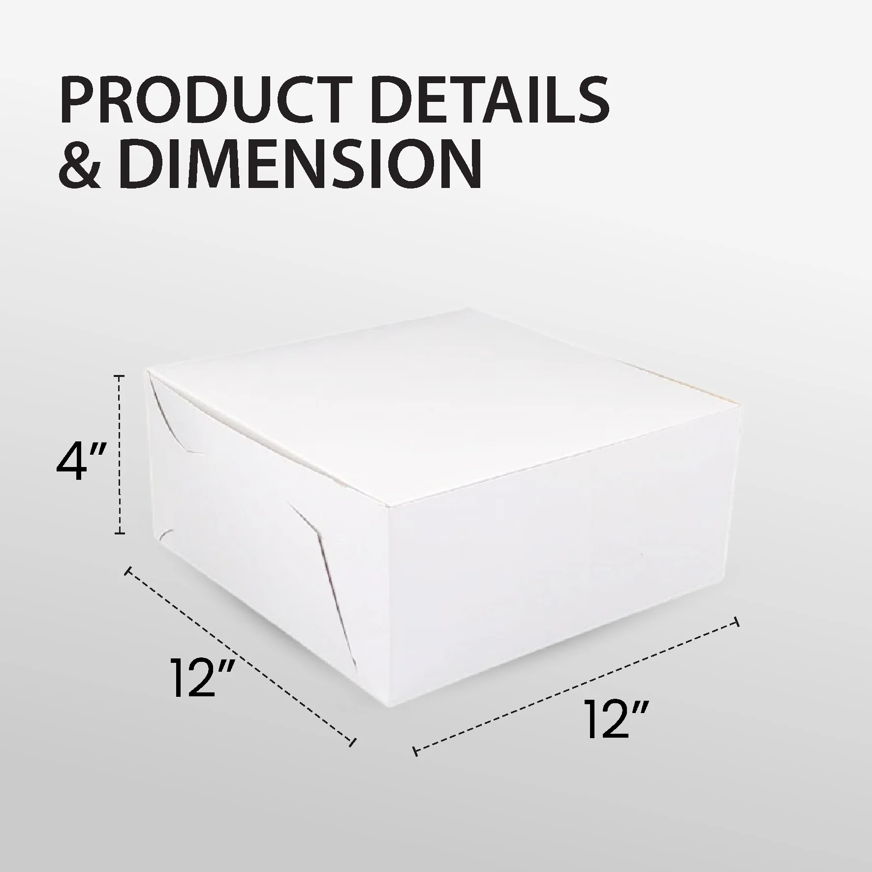 EB - White Cake Boxes - 12x12x4 - Image 3
