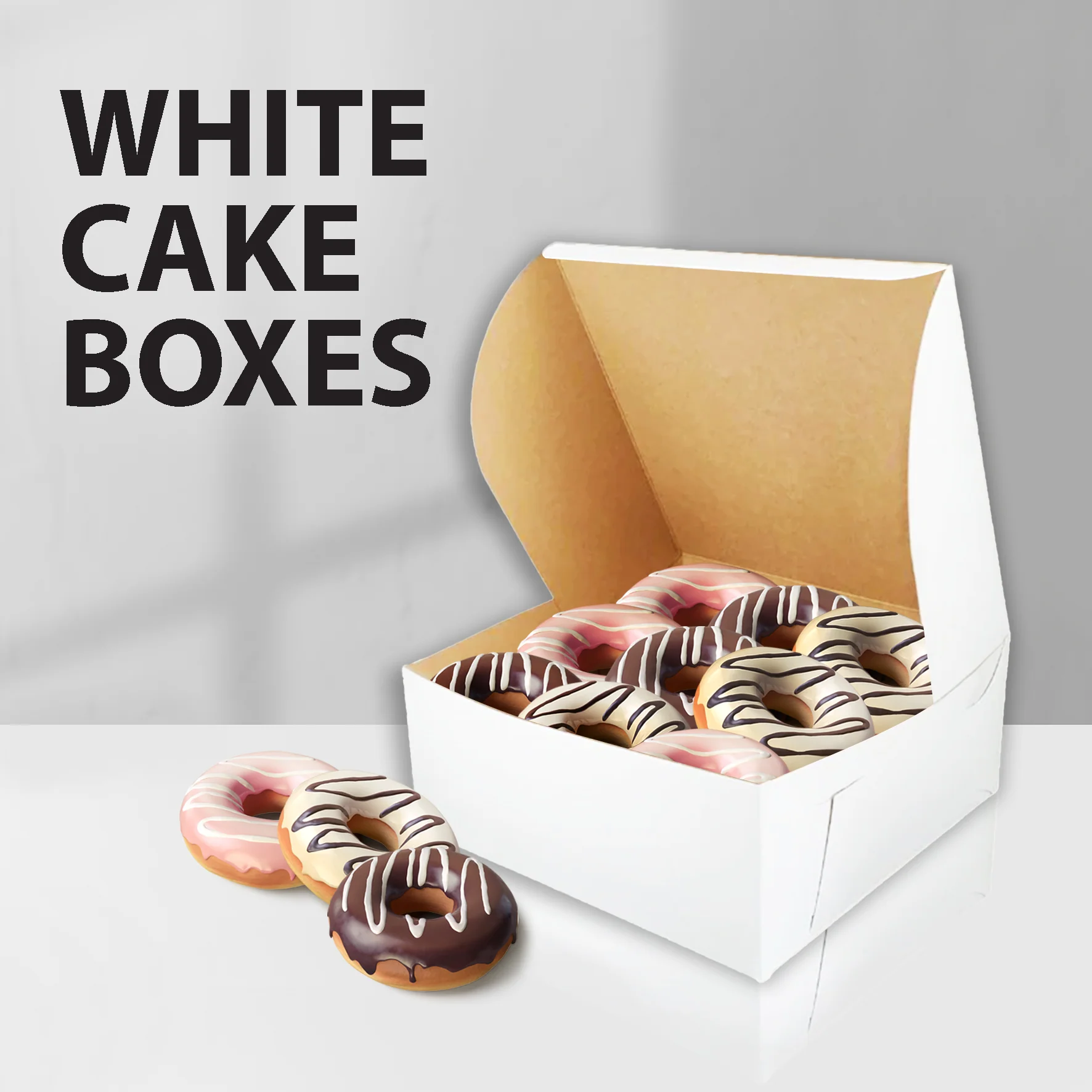 EB - White Cake Boxes - 12x12x6 - Image 2