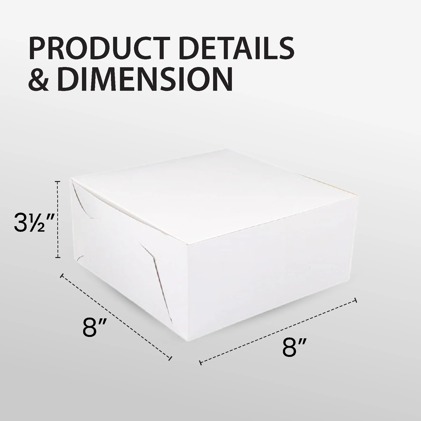 EB - White Cake Boxes - 8x8x3½ - Image 3