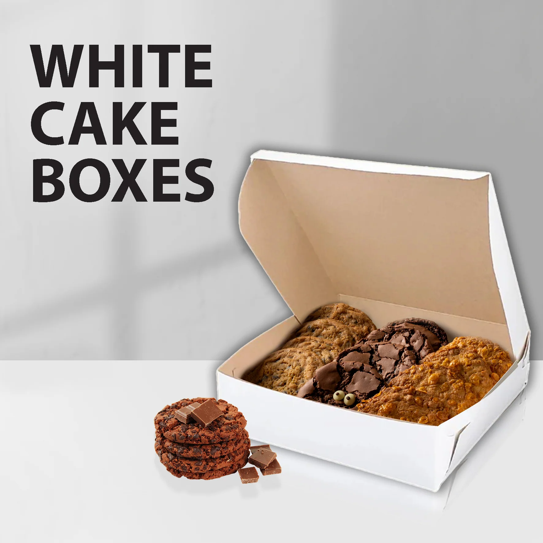EB - White Cake Boxes - 9 x 9 x 2 1/2 - Image 2