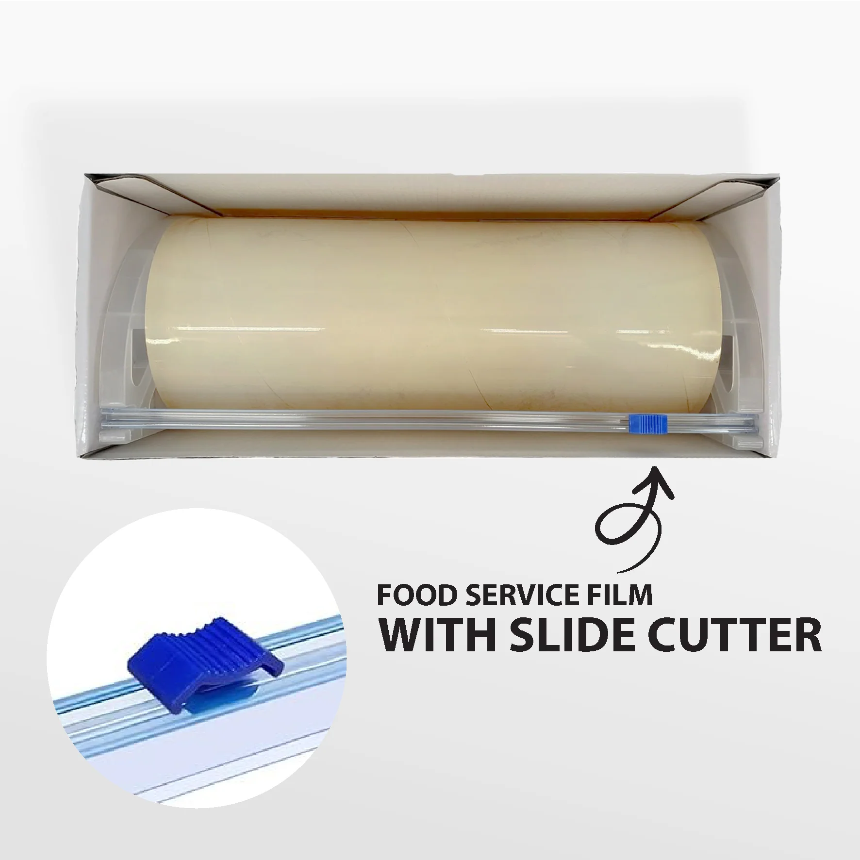 Value+ - 24" x 2000' Food Service Film Wrap with Slide Cutter Box - Image 5