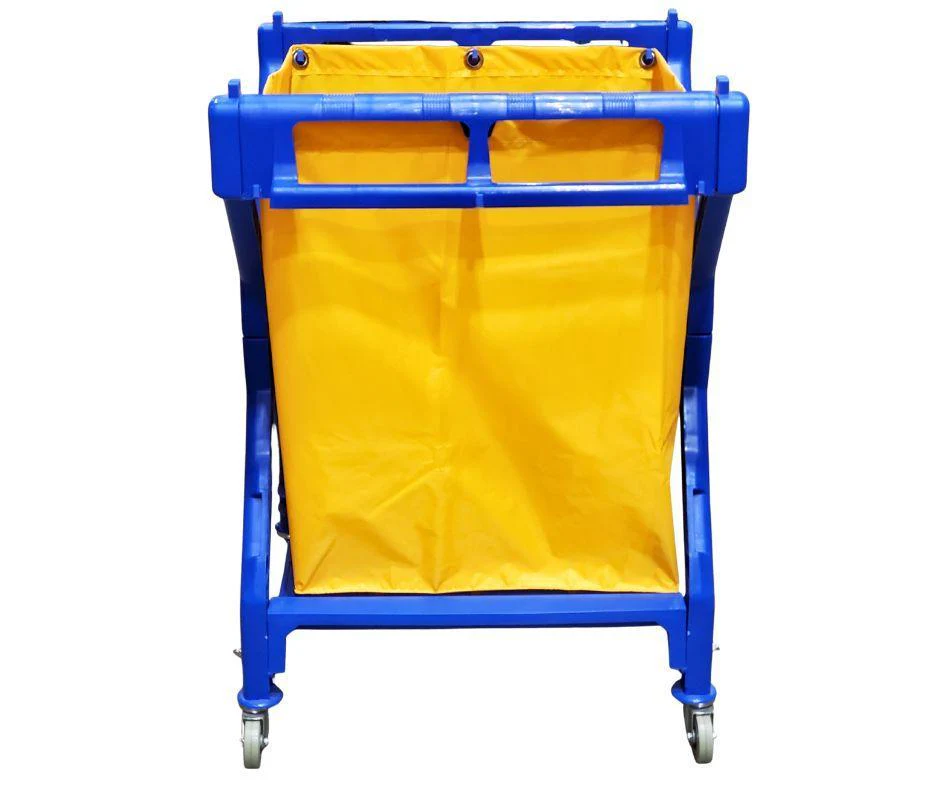 X-Frame - Laundry Cart - Blue Plastic Frame - Yellow Plastic Bag - Y1508 - Image 2
