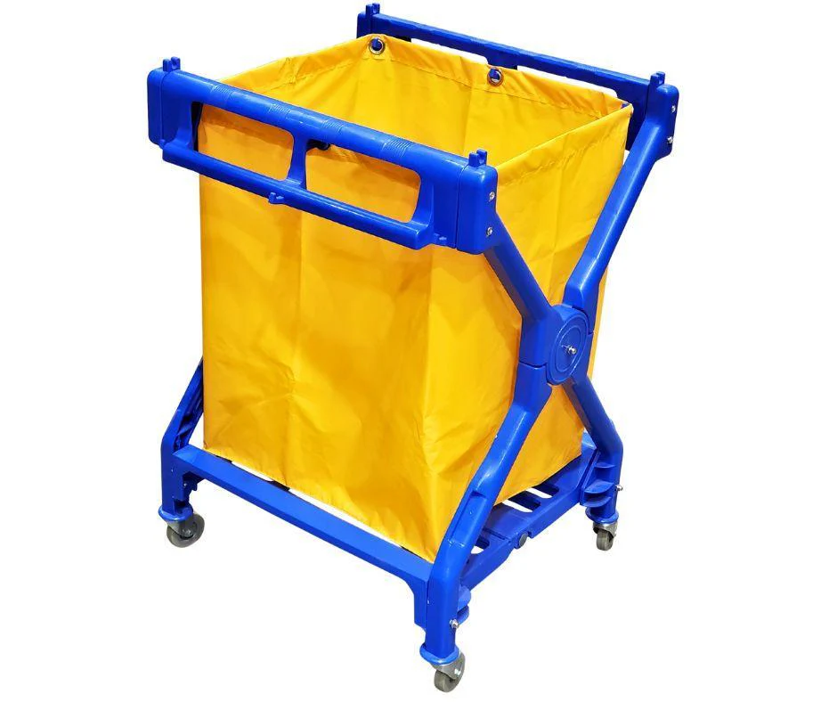 X-Frame - Laundry Cart - Blue Plastic Frame - Yellow Plastic Bag - Y1508 - Image 3