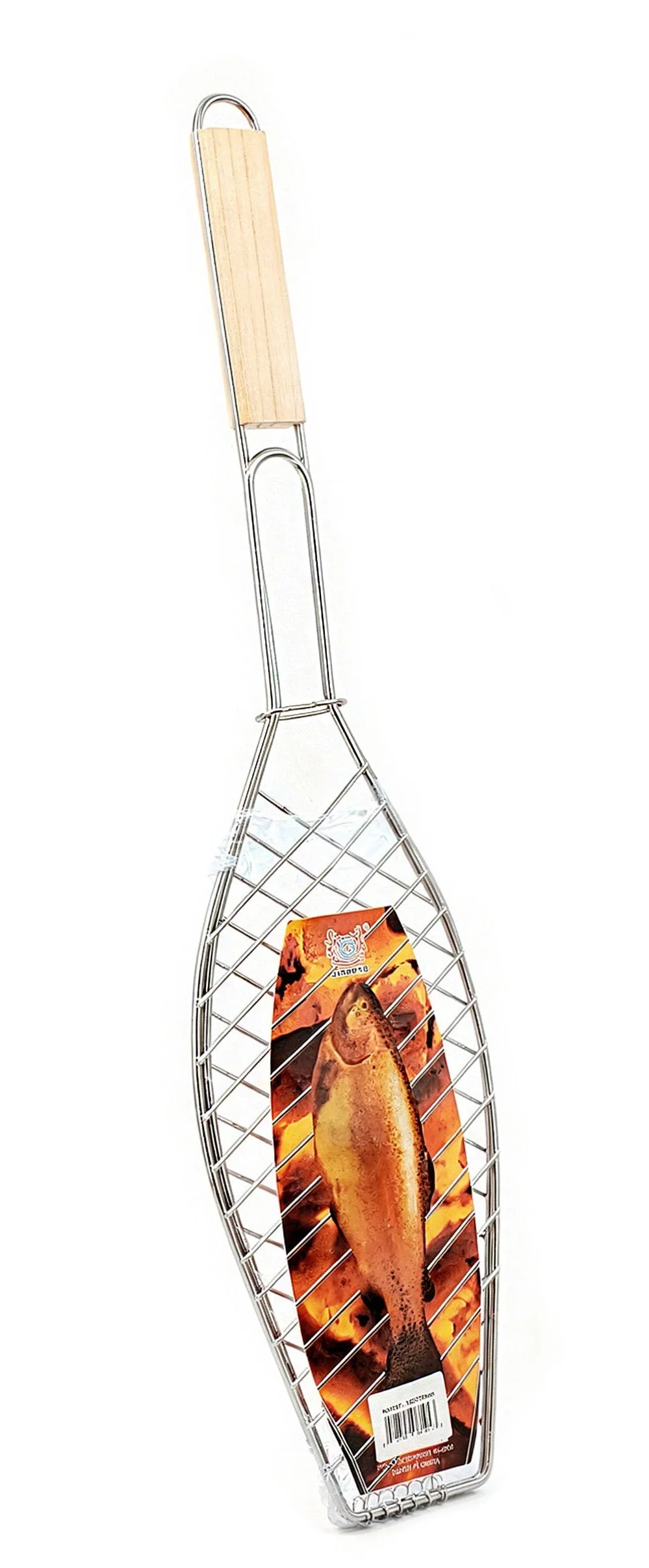 BBQ Grill Basket - 150x360mm Wood Handle - Image 2