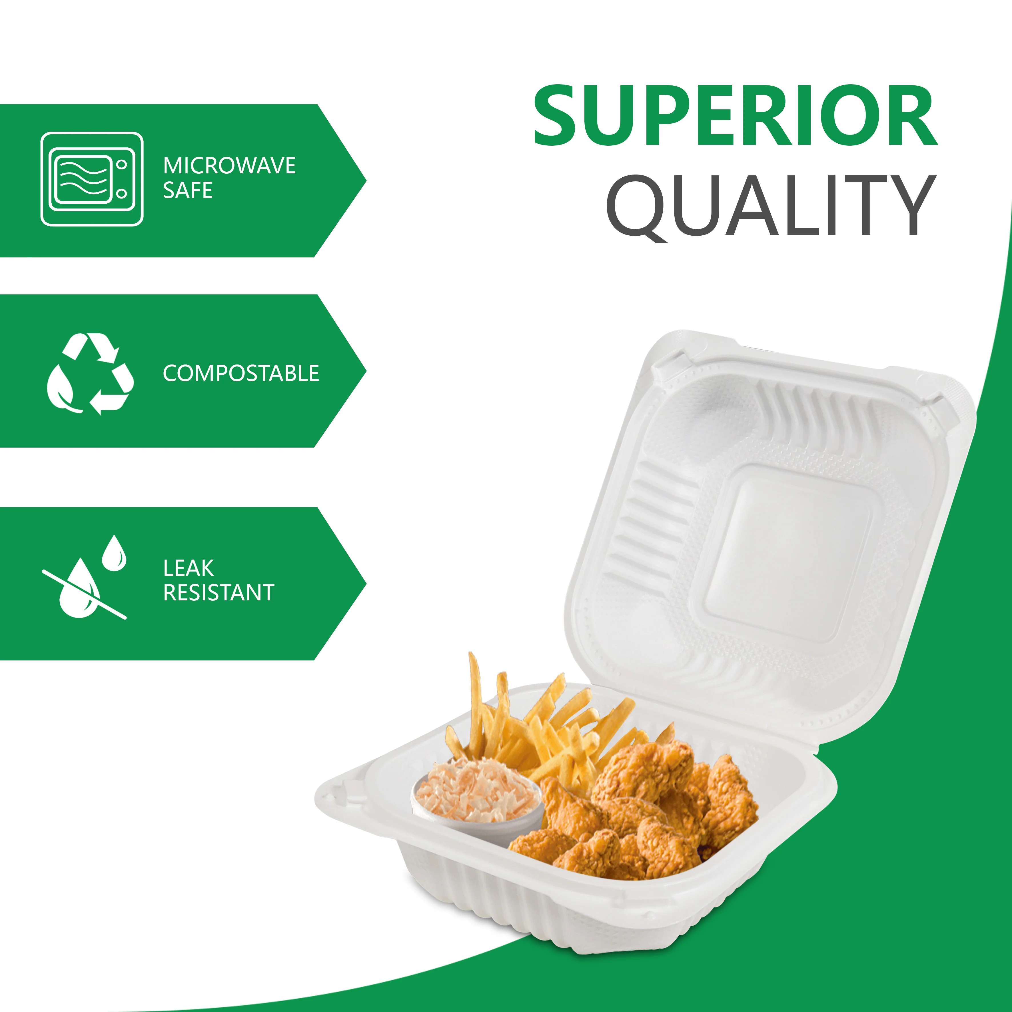 Eco-Craze MFPP Clamshell Container 6x6x2.6" White - Image 4