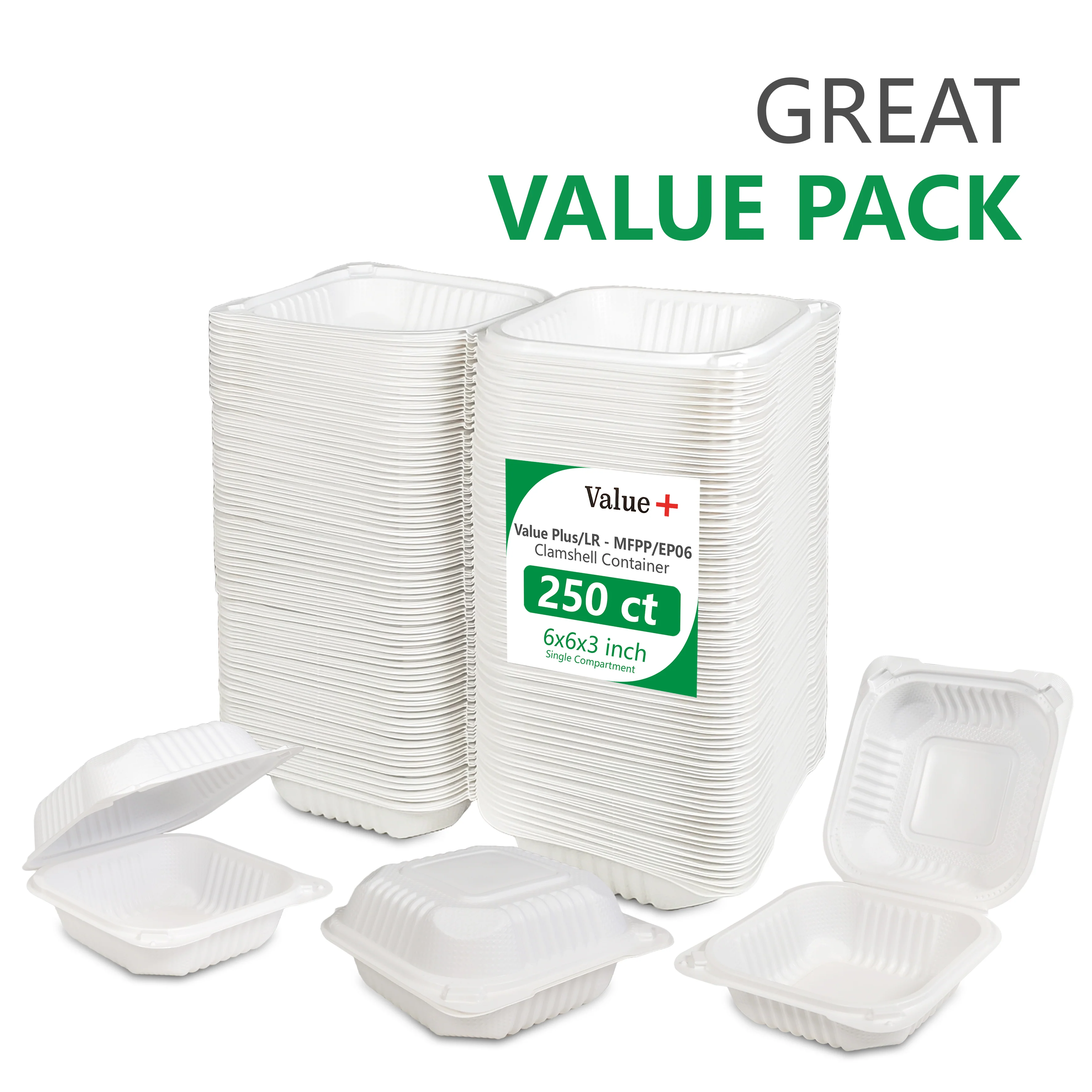 Eco-Craze MFPP Clamshell Container 6x6x2.6" White - Image 9