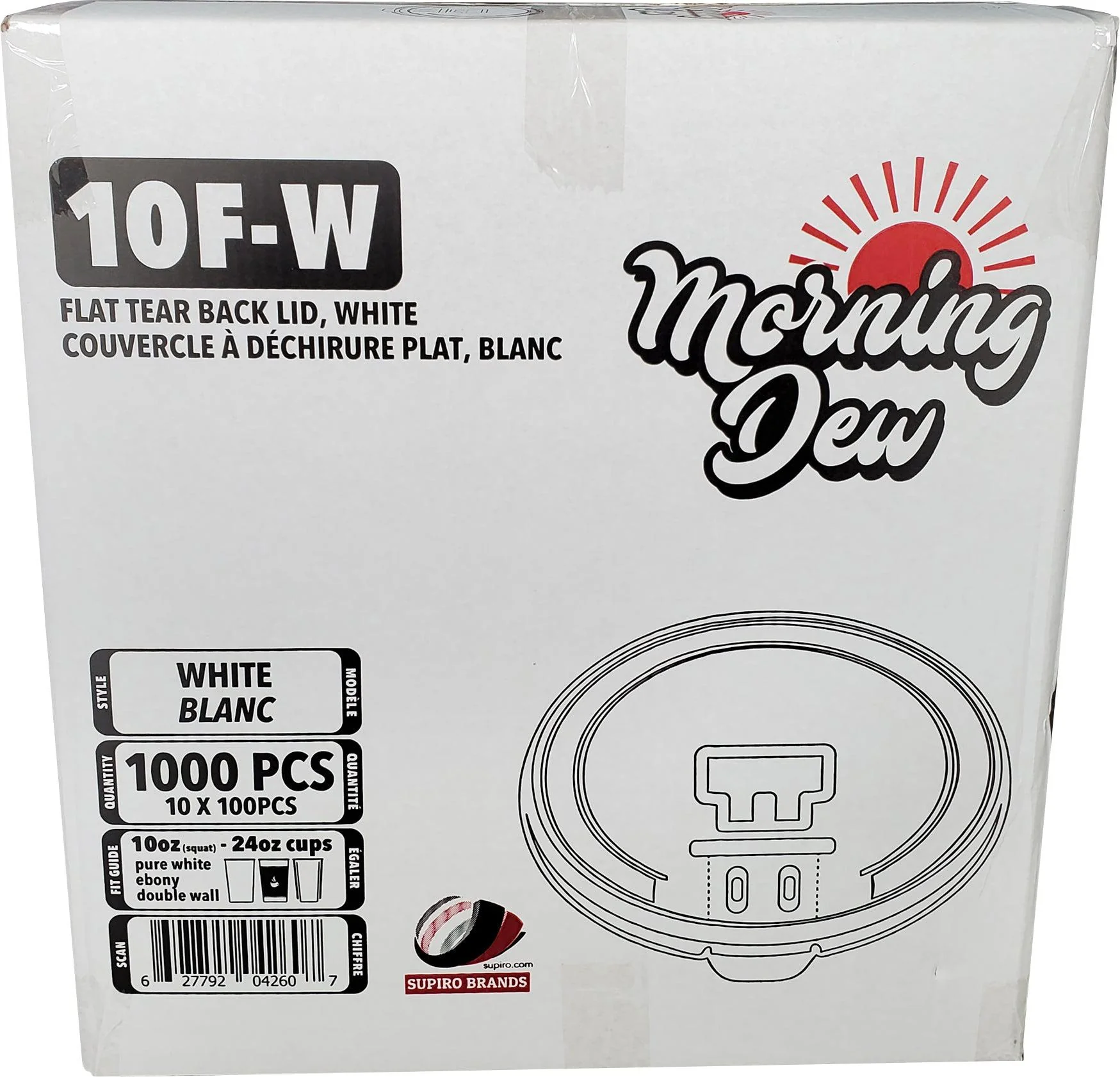 Morning Dew - Tear Back Flat Lid for 10-24 oz Hot Paper Cups - White - 10F-W - Image 5