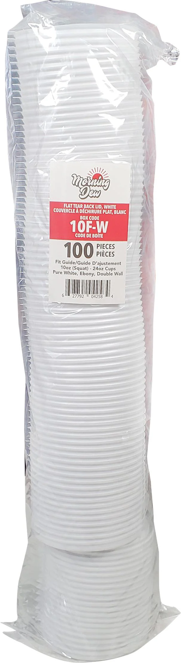 Morning Dew - Tear Back Flat Lid for 10-24 oz Hot Paper Cups - White - 10F-W - Image 8
