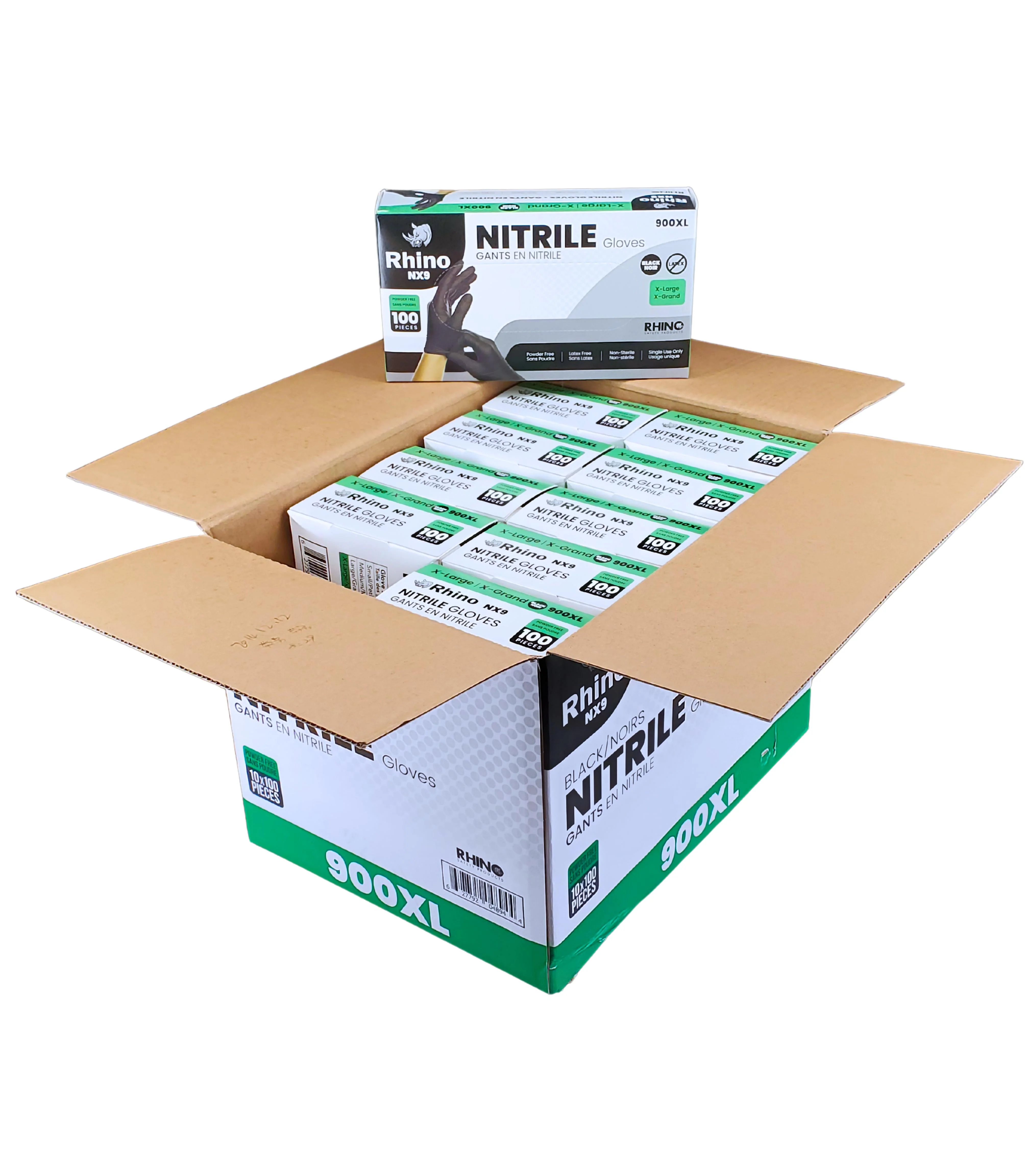 Rhino - NX9 - Black Nitrile Gloves - PF -  Extra Large - 900XL - Image 2