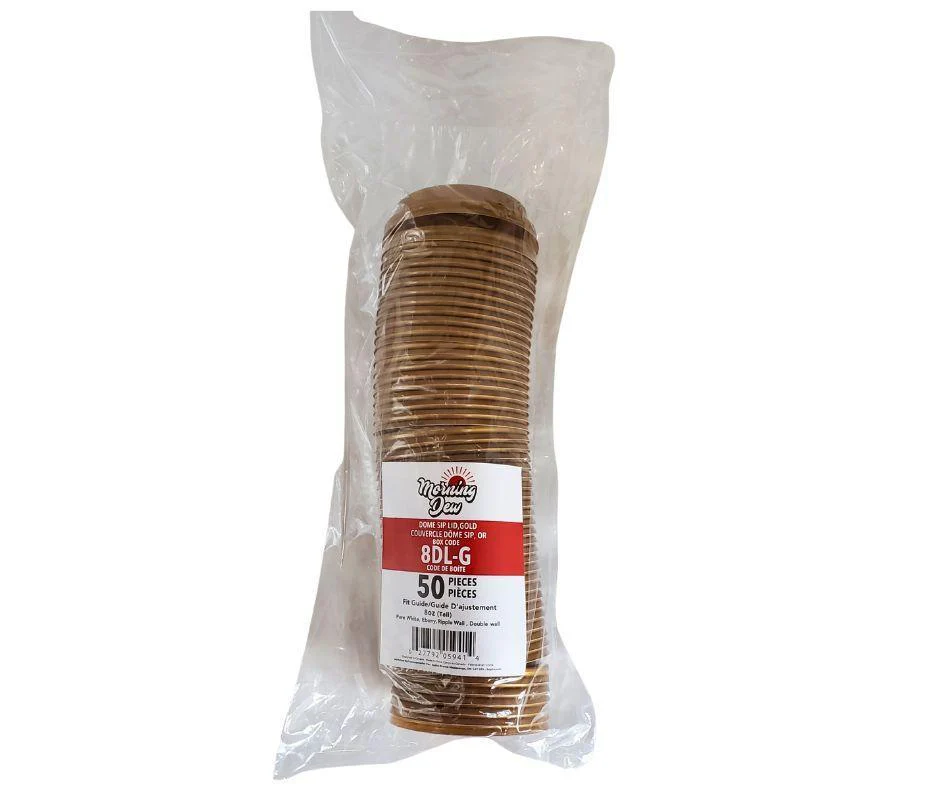 Morning Dew - Dome Sip Lid for 8oz Tall Hot Paper Cups - Gold - 8DL-G - Image 3