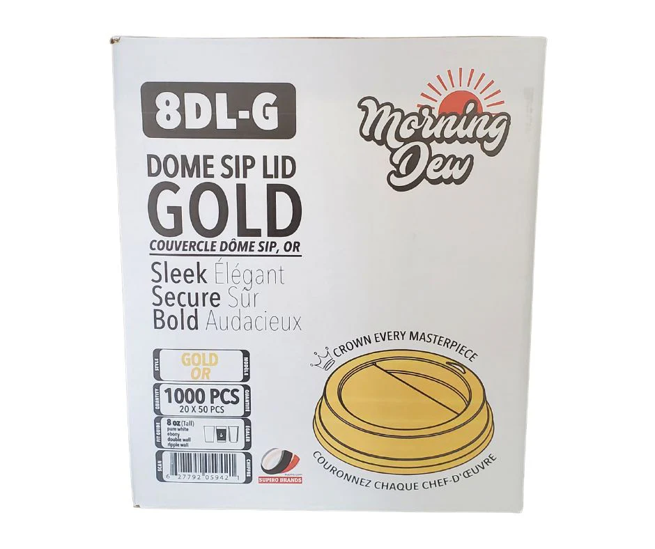 Morning Dew - Dome Sip Lid for 8oz Tall Hot Paper Cups - Gold - 8DL-G - Image 4