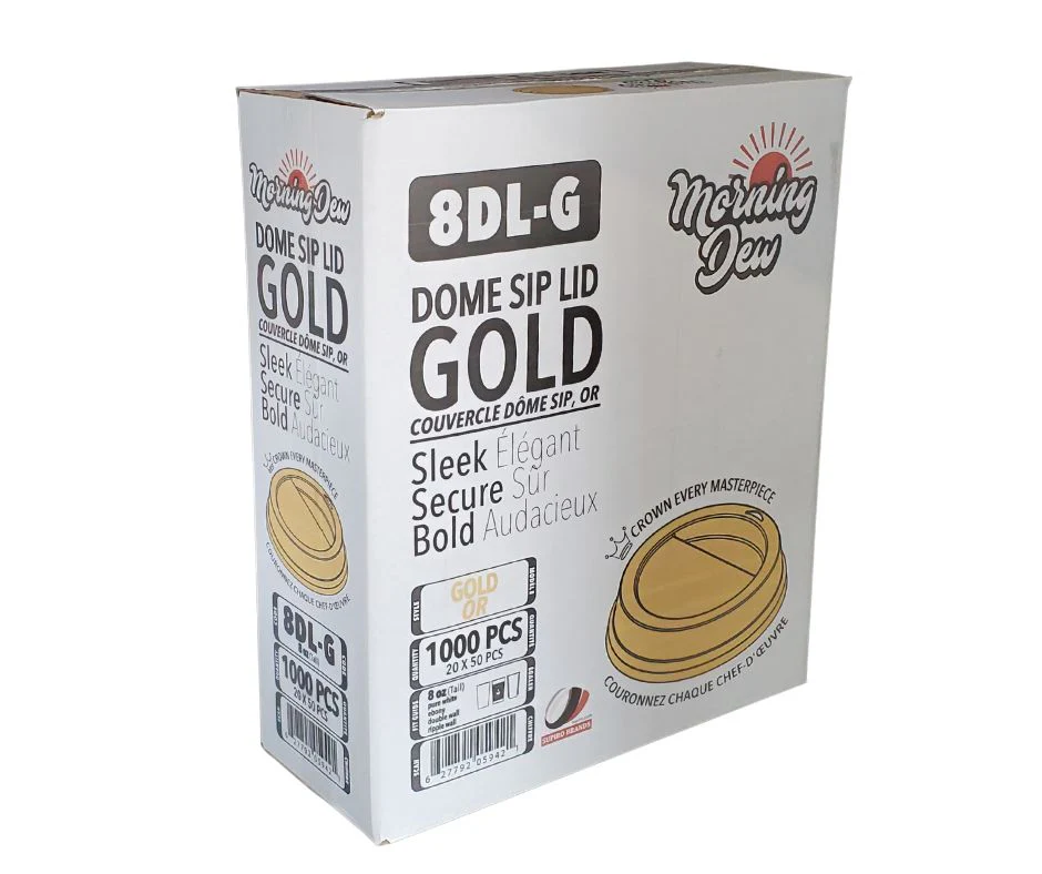 Morning Dew - Dome Sip Lid for 8oz Tall Hot Paper Cups - Gold - 8DL-G - Image 5