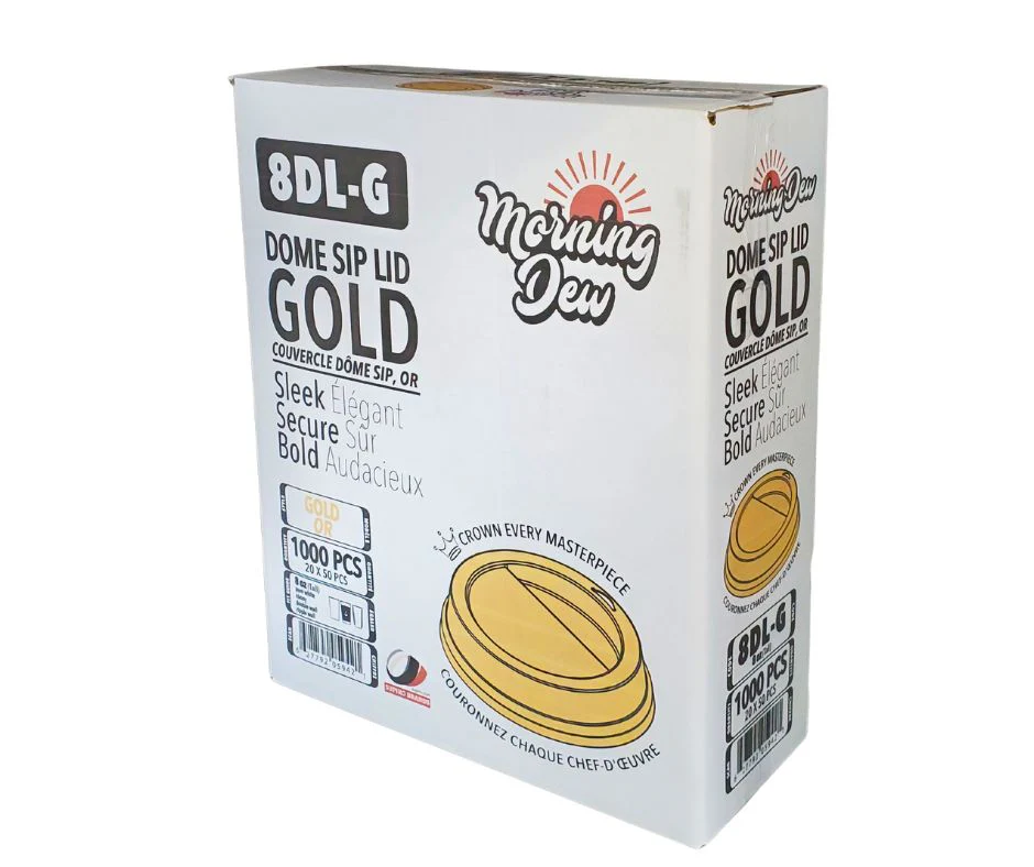 Morning Dew - Dome Sip Lid for 8oz Tall Hot Paper Cups - Gold - 8DL-G - Image 6
