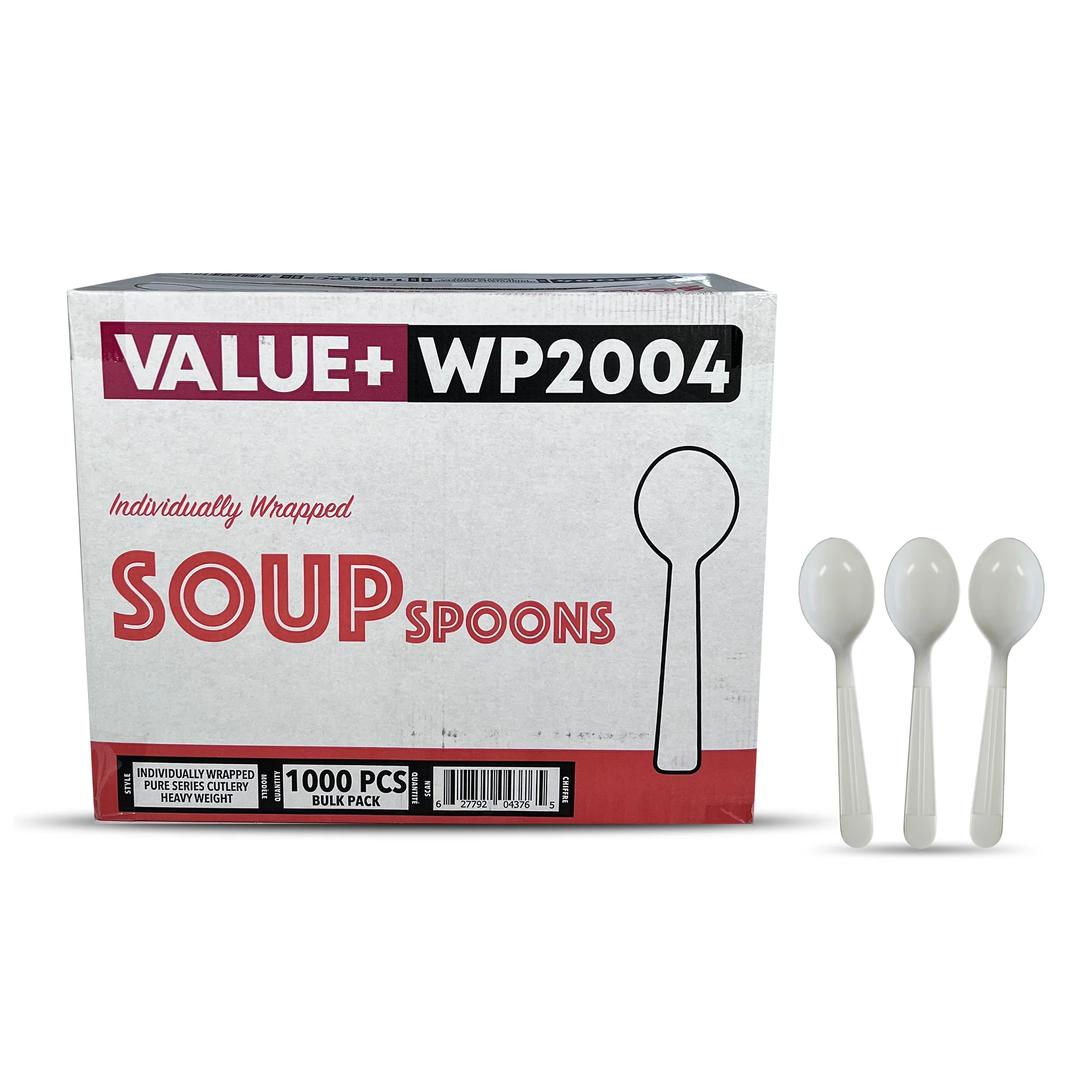 Value+ - Heavy - Plastic Soup Spoons - White - Ind. Wrapped - WP2004 - Image 3