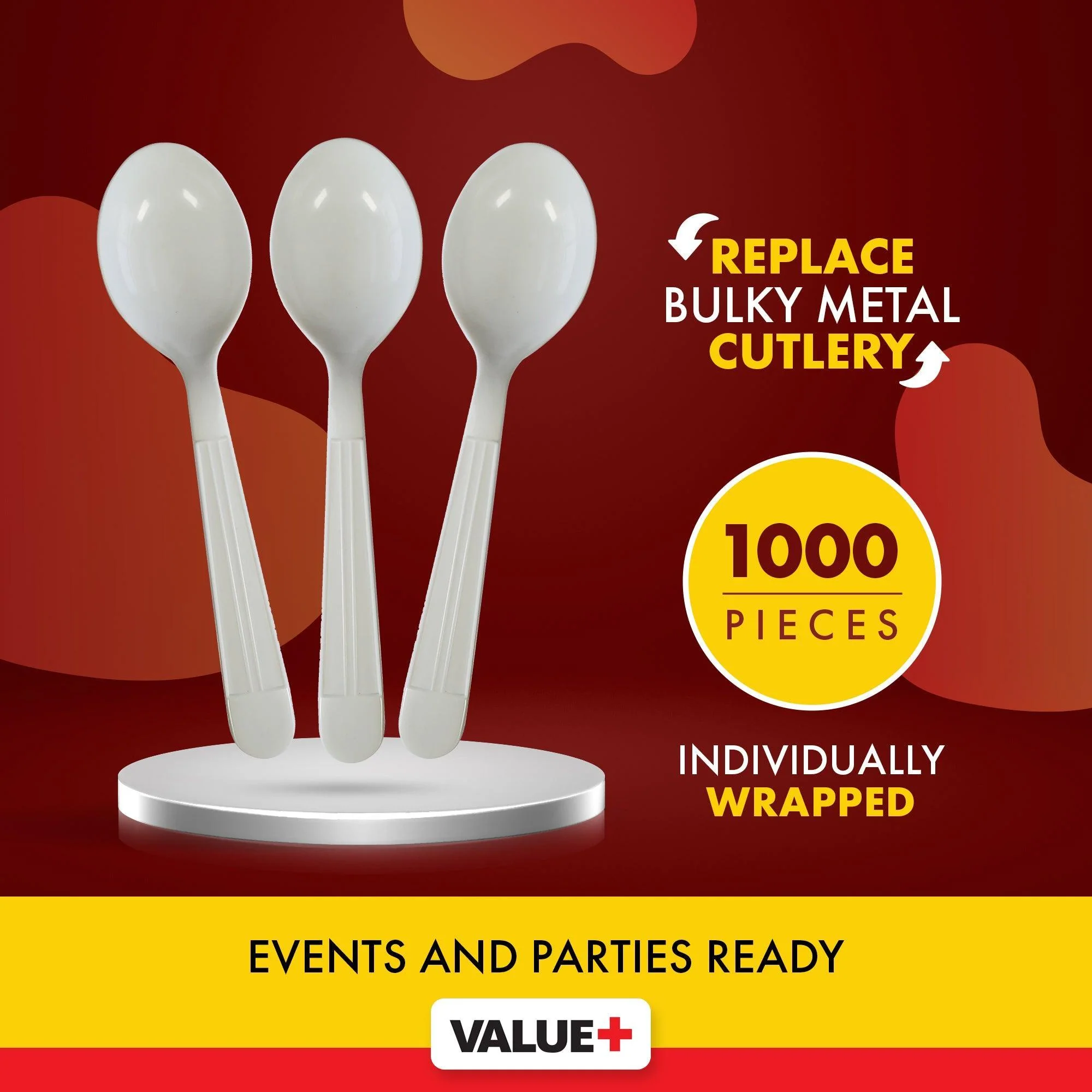Value+ - Heavy - Plastic Soup Spoons - White - Ind. Wrapped - WP2004 - Image 5
