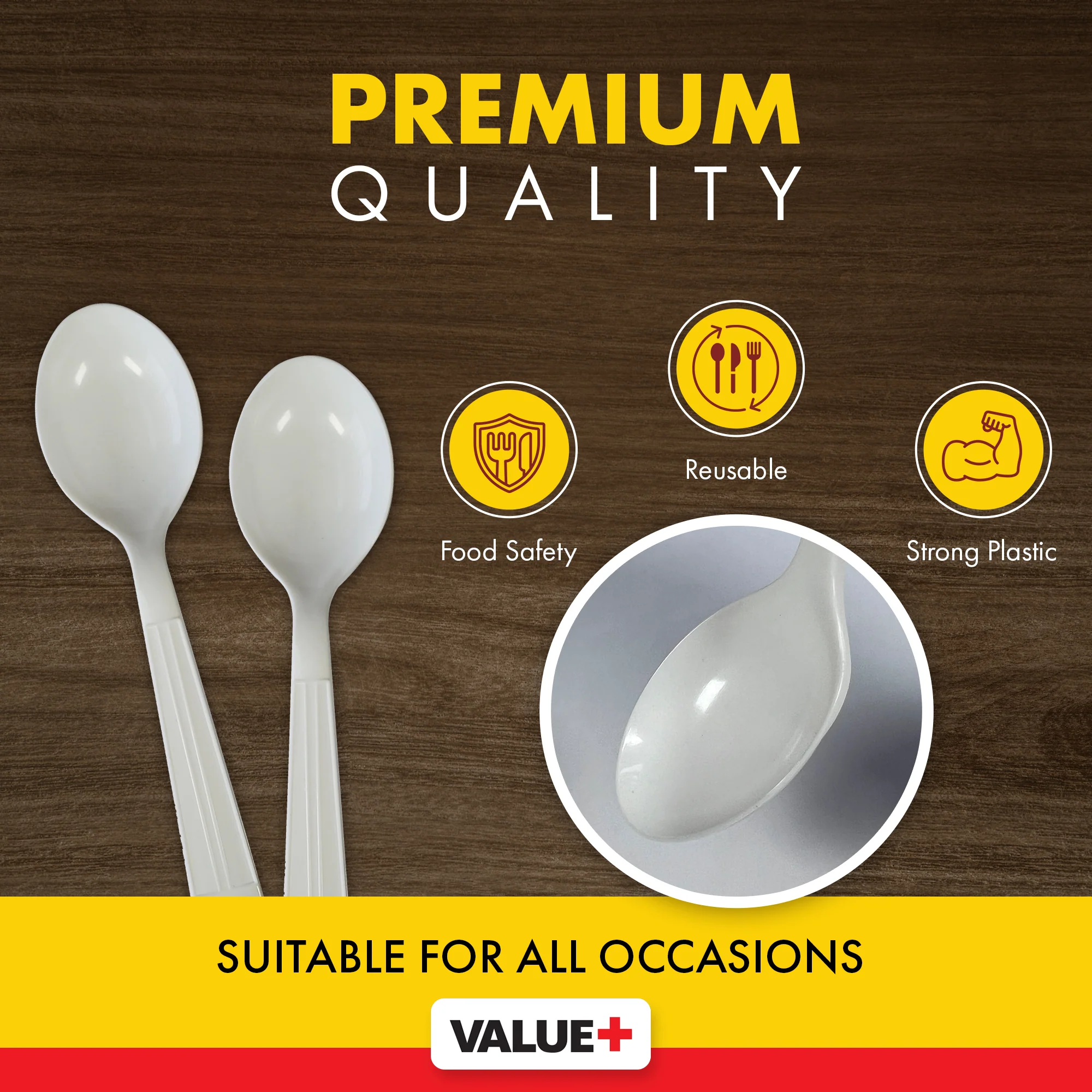 Value+ - Heavy - Plastic Soup Spoons - White - Ind. Wrapped - WP2004 - Image 6