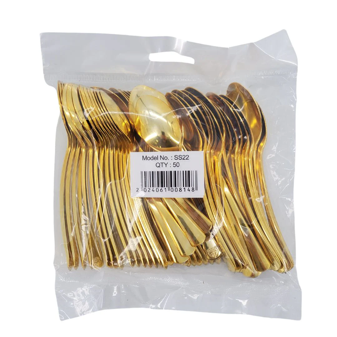 Plastic Tea Spoon - Gold - 13.3cm - SS22 - Image 2