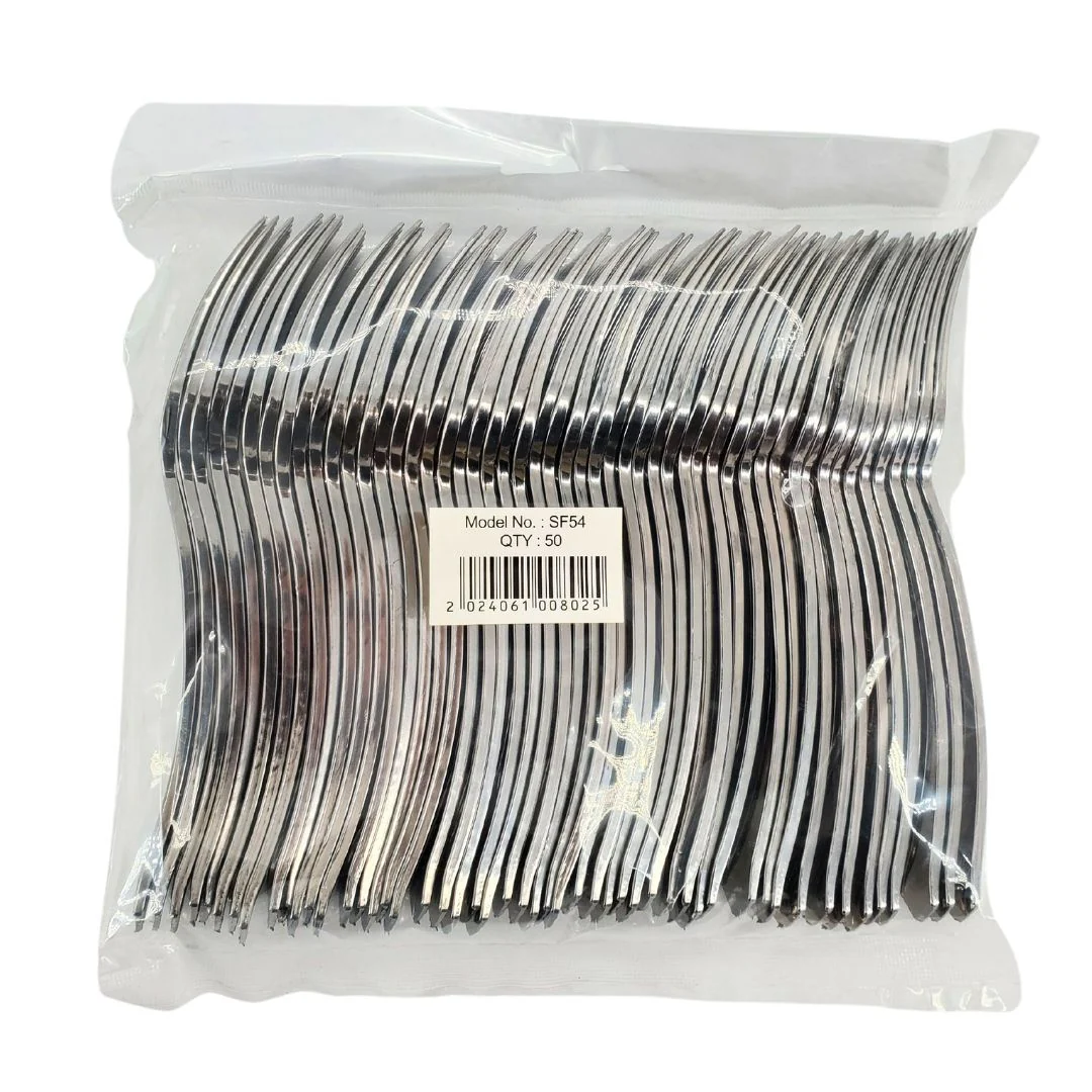Plastic Fork - Silver - 18.7x2.8cm - SF54 - Image 2