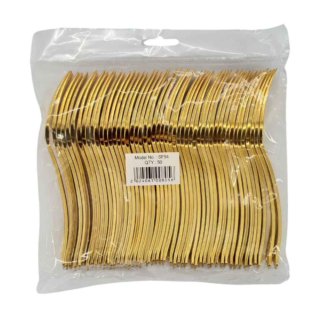 Plastic Fork - Gold - 18.7x2.8cm - SF54 - Image 2