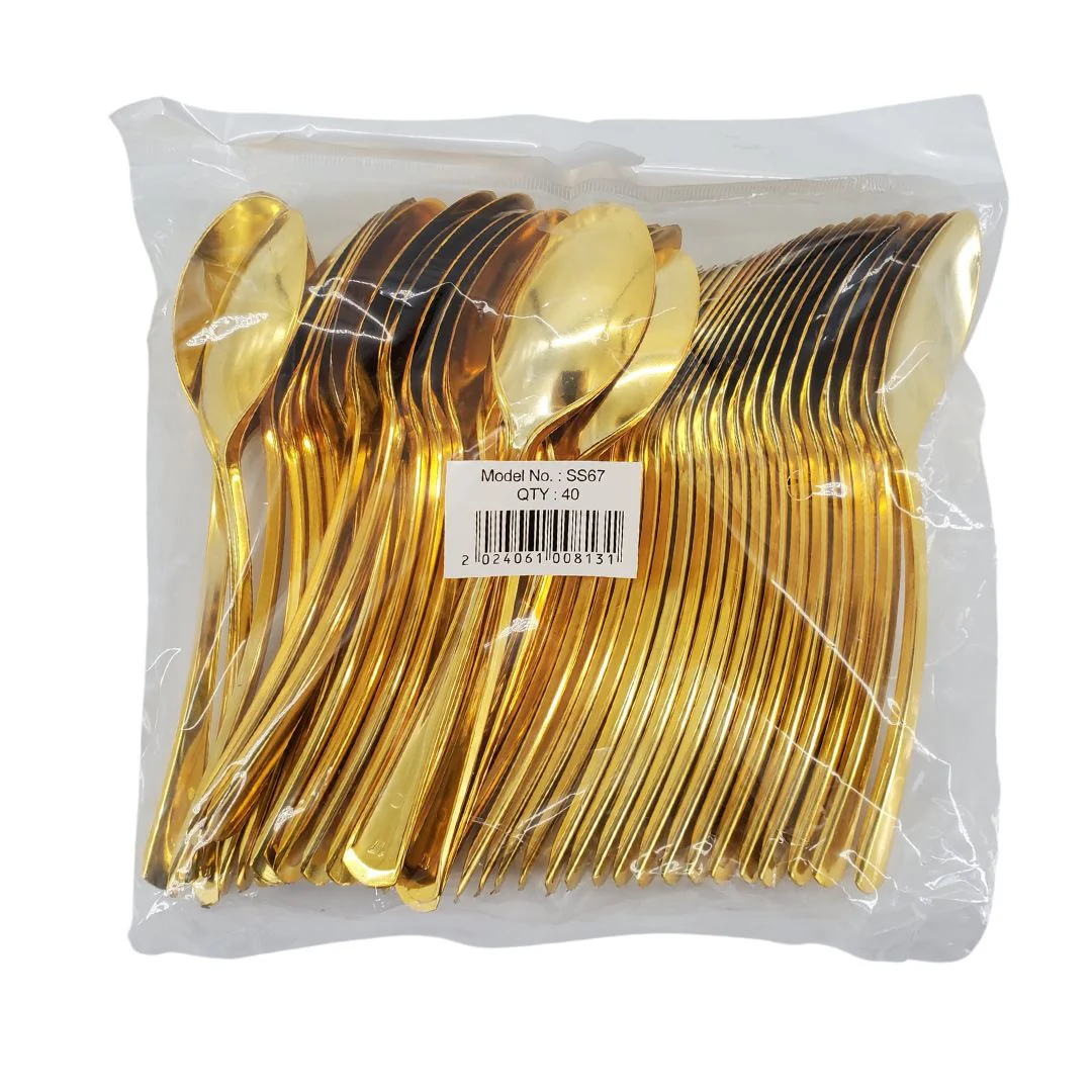 Plastic Spoon - Gold - 18.9cm - SS67 - Image 2